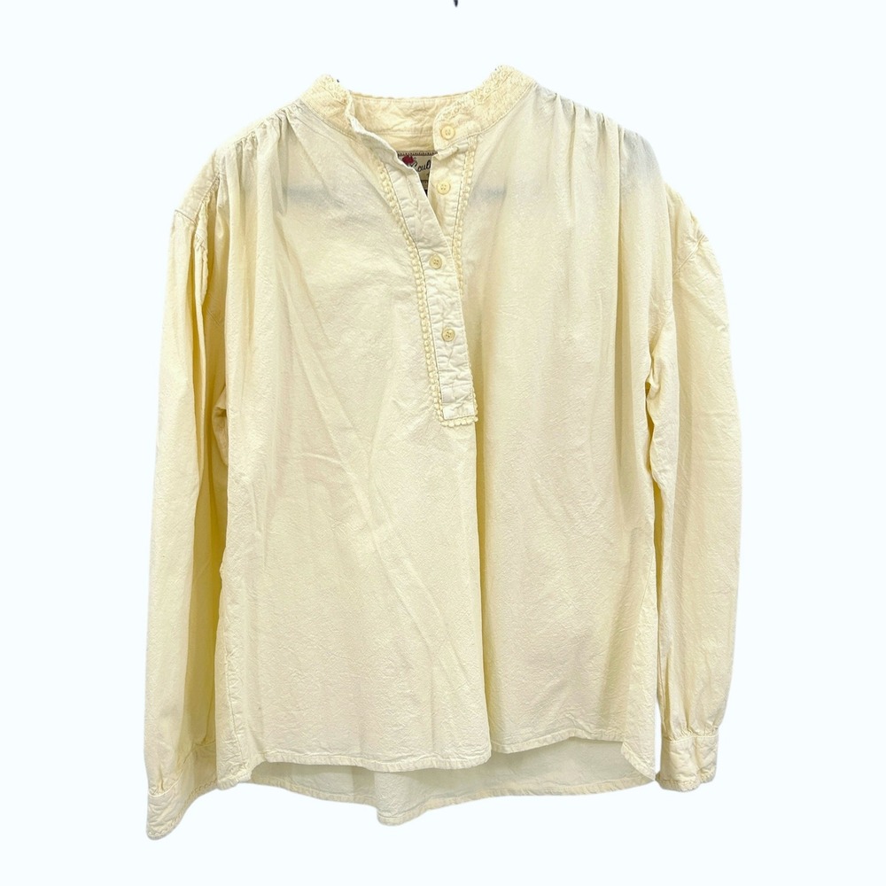 Scully Western Crochet Trim Blouse XL Cream Prairie Cottagecore Boho Top
